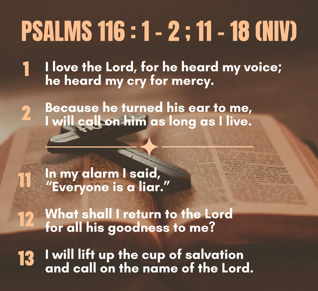 Psalms 116: 1-2 ; 11-13